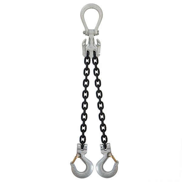 9/32" x 10', Crosby Adjustable 2Leg Chain Sling w/ Sling Hooks-Grade100